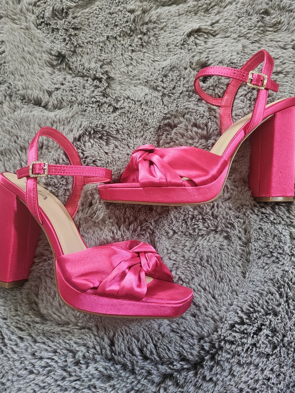 MIA Hot Pink Satin Knotted Platform Heels